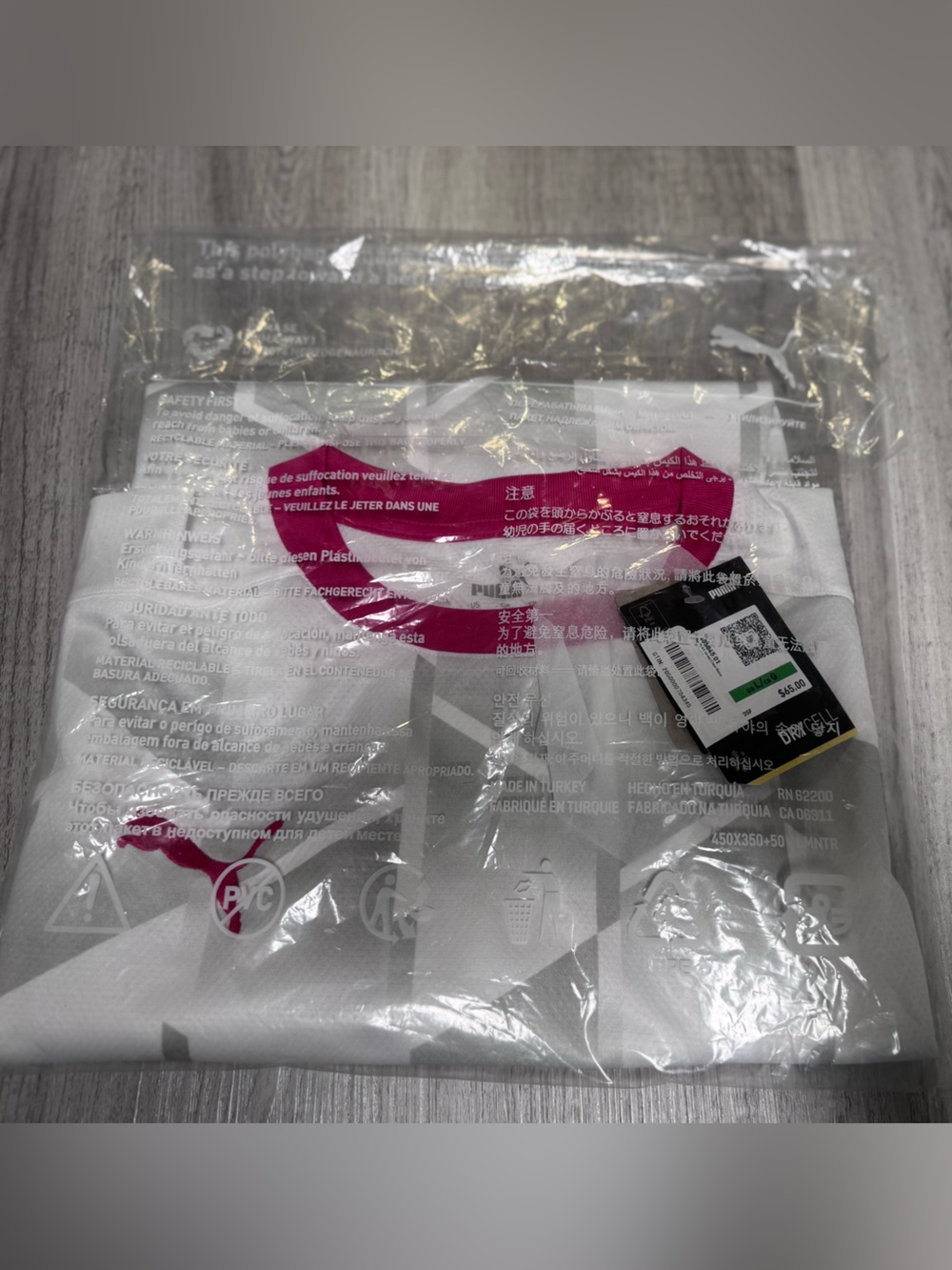 Puma White and Gray Soccer Jersey with Pink Trim - Picture 9 of 9